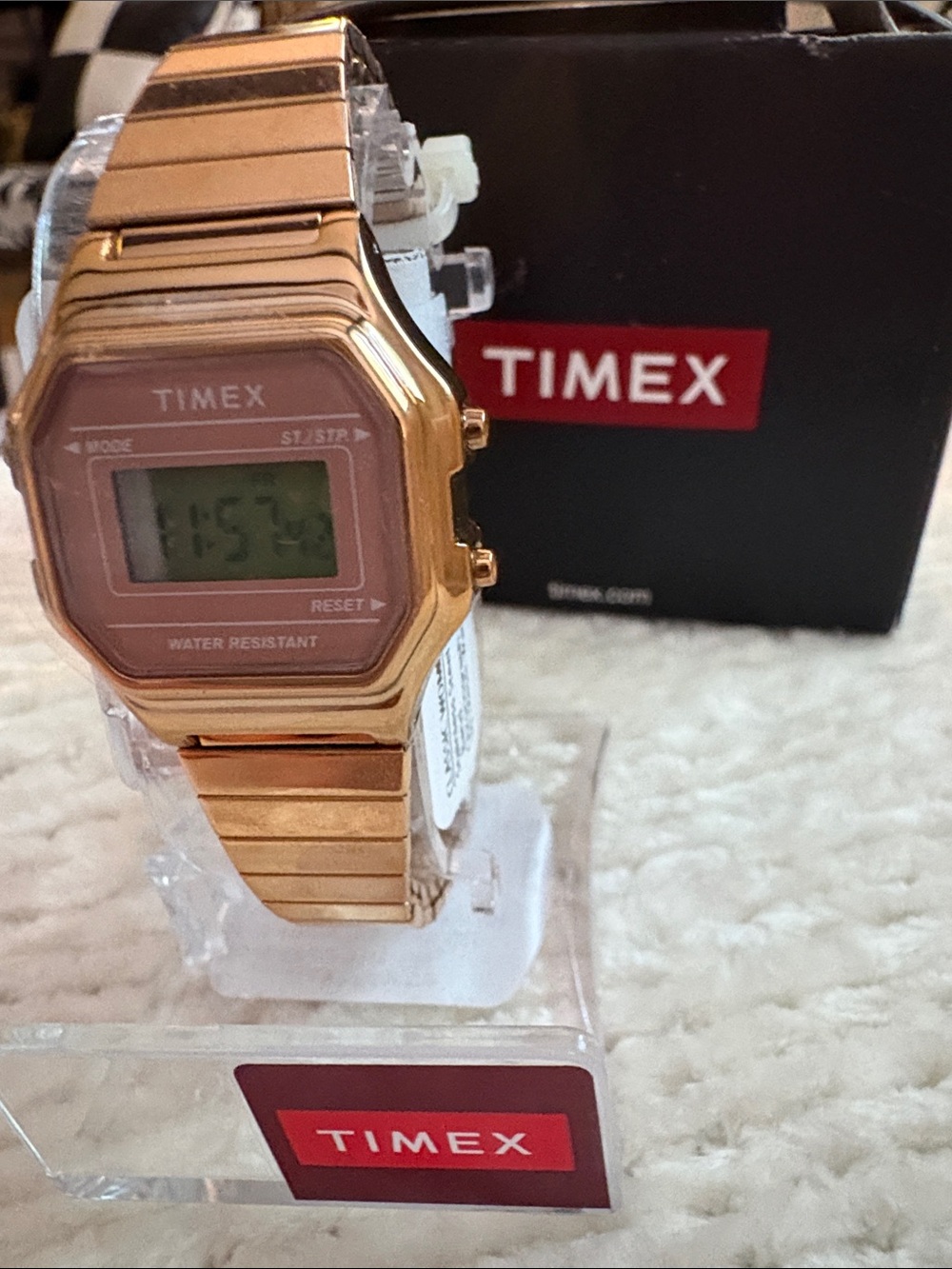 Timex Rose Gold Digital Bracelet Watch with Pink Dial
